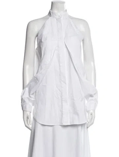 Pre-owned Dion Lee Long Sleeve Button-up Top In White