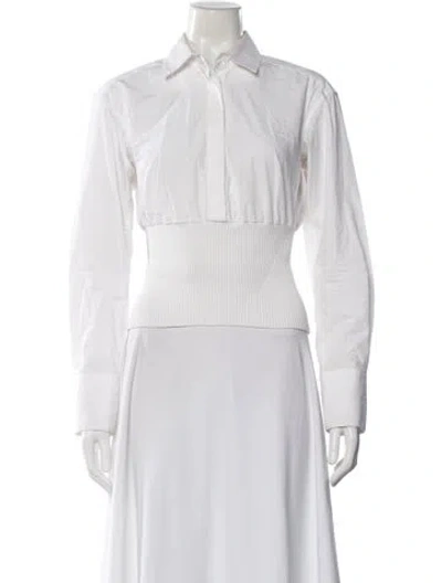 Pre-owned Dion Lee Long Sleeve Button-up Top In White