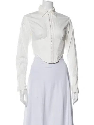 Pre-owned Dion Lee Long Sleeve Button-up Top In White