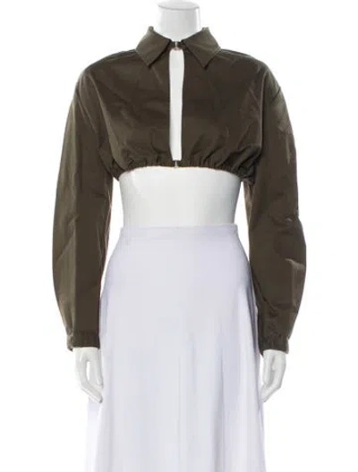 Pre-owned Dion Lee Long Sleeve Crop Top In Green