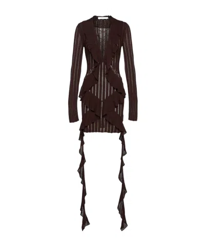 Dion Lee Lotus Leaf Trimed Sheath Dress In Brown