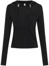 Dion Lee Lustrous Shrunken Drawstring-hem Hoodie In Black