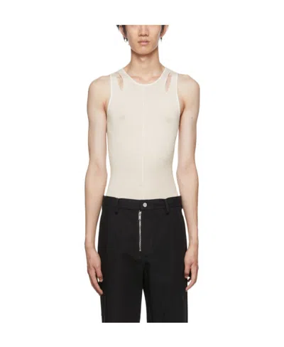 Dion Lee Merino Pointelle Ribbed-knit Tank Top In Black