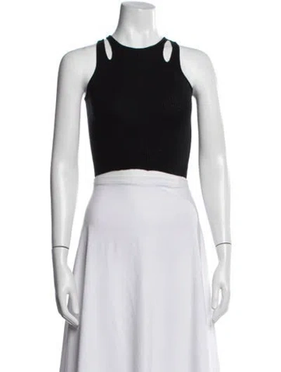 Pre-owned Dion Lee Merino Wool Asymmetrical Crop Top In Black