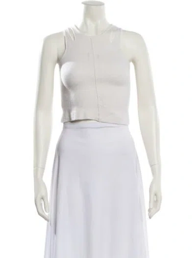 Pre-owned Dion Lee Merino Wool Crew Neck Crop Top In White