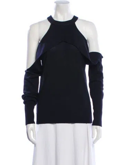 Pre-owned Dion Lee Merino Wool Crew Neck Sweater In Blue