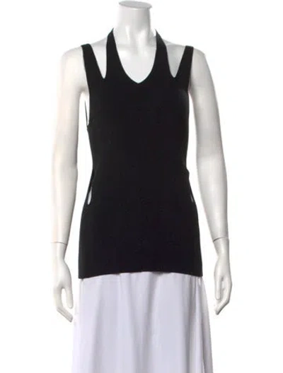 Pre-owned Dion Lee Merino Wool Halterneck Top In Black