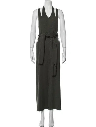 Pre-owned Dion Lee Merino Wool Long Dress In Green