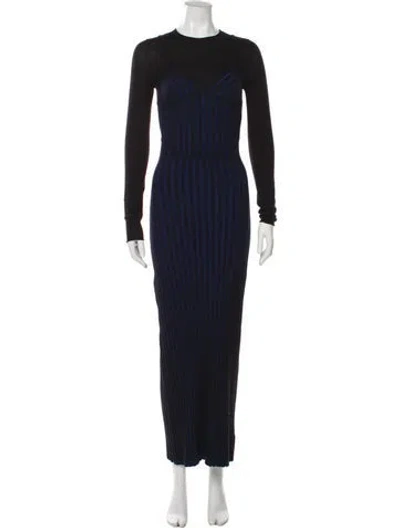 Pre-owned Dion Lee Merino Wool Long Dress In Grey