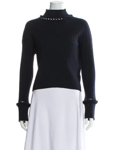 Pre-owned Dion Lee Merino Wool Mock Neck Sweater In Blue