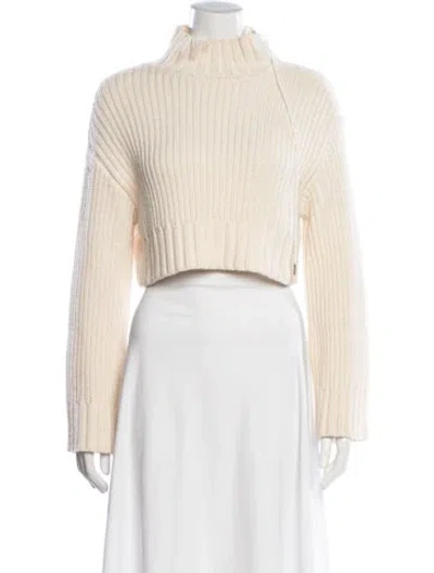 Pre-owned Dion Lee Merino Wool Mock Neck Sweater In Neutrals