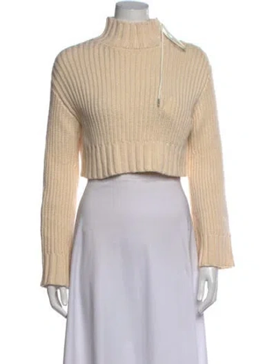 Pre-owned Dion Lee Merino Wool Mock Neck Sweater In Neutrals