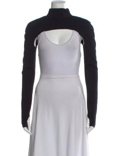 Pre-owned Dion Lee Merino Wool Mock Neck Top In Black