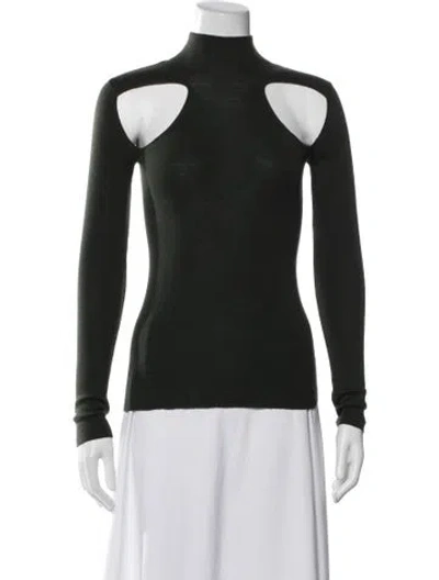 Pre-owned Dion Lee Merino Wool Mock Neck Top In Green