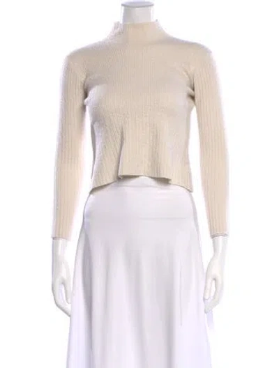 Pre-owned Dion Lee Merino Wool Mock Neck Top In Neutral
