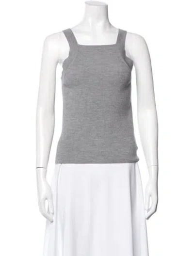 Pre-owned Dion Lee Merino Wool Square Neckline Top In Gray