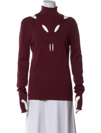 Pre-owned Dion Lee Merino Wool Turtleneck Sweater In Burgundy
