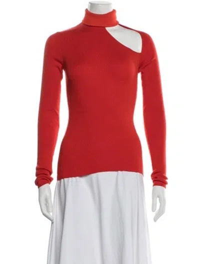 Pre-owned Dion Lee Merino Wool Turtleneck Sweater In Red