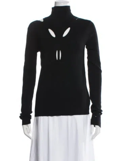 Pre-owned Dion Lee Merino Wool Turtleneck Top In Black