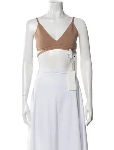 Pre-owned Dion Lee Merino Wool V-neck Crop Top In Black/neutrals