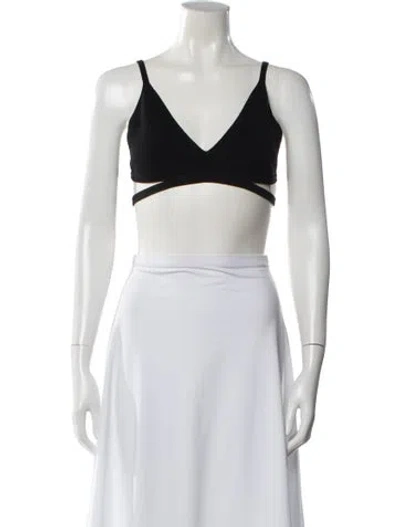 Pre-owned Dion Lee Merino Wool V-neck Crop Top In Neutral