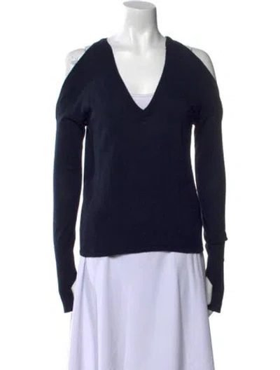 Pre-owned Dion Lee Merino Wool V-neck Sweater In Blue