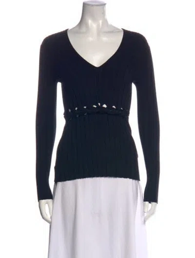 Pre-owned Dion Lee Merino Wool V-neck Sweater In Blue