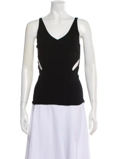 Pre-owned Dion Lee Merino Wool V-neck Top In Black