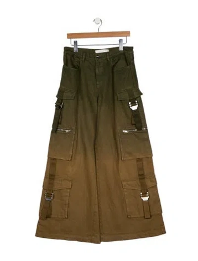 Pre-owned Dion Lee Mid-rise Wide Leg Jeans In Green
