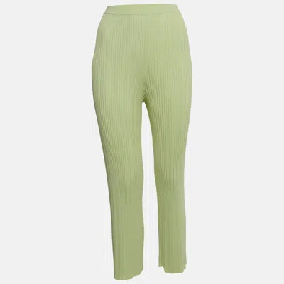 Dion Lee Mint Green Ribbed Knit Pants In Animal Print