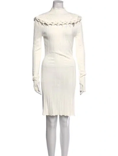 Pre-owned Dion Lee Mock Neck Knee-length Dress In White