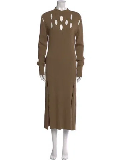 Pre-owned Dion Lee Mock Neck Long Dress In Green