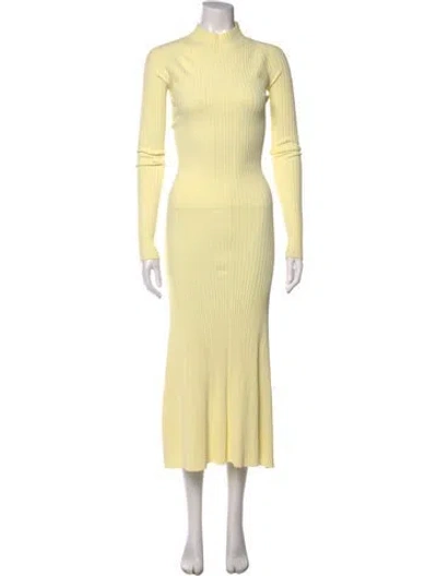 Pre-owned Dion Lee Mock Neck Long Dress In Yellow