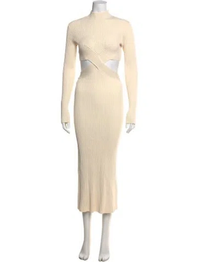 Pre-owned Dion Lee Mock Neck Long Dress In Yellow