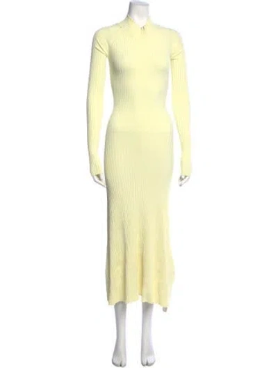Pre-owned Dion Lee Mock Neck Long Dress In Yellow