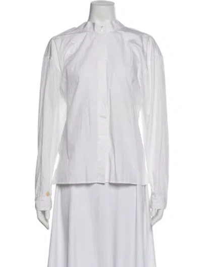 Pre-owned Dion Lee Mock Neck Long Sleeve Button-up Top In White