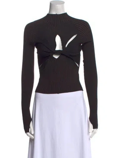 Pre-owned Dion Lee Mock Neck Long Sleeve Crop Top In Black