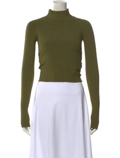 Pre-owned Dion Lee Mock Neck Long Sleeve Crop Top In Green