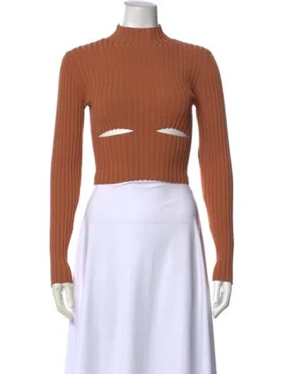 Pre-owned Dion Lee Mock Neck Long Sleeve Crop Top In Neutral