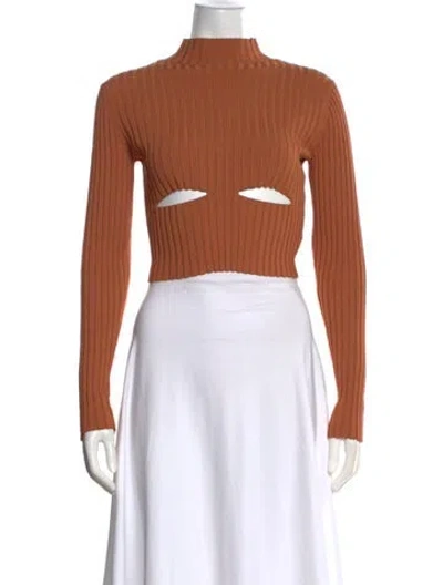 Pre-owned Dion Lee Mock Neck Long Sleeve Top In Brown