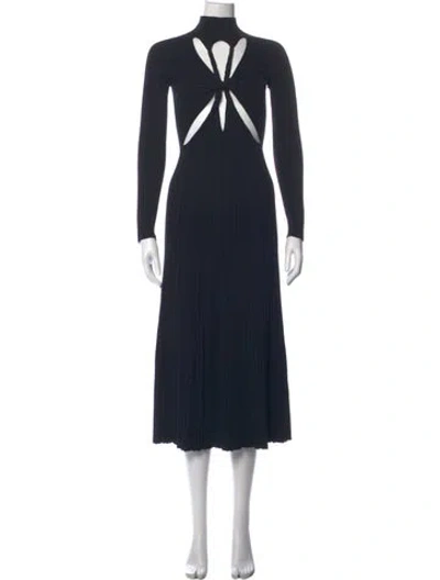 Pre-owned Dion Lee Mock Neck Midi Length Dress In Blue