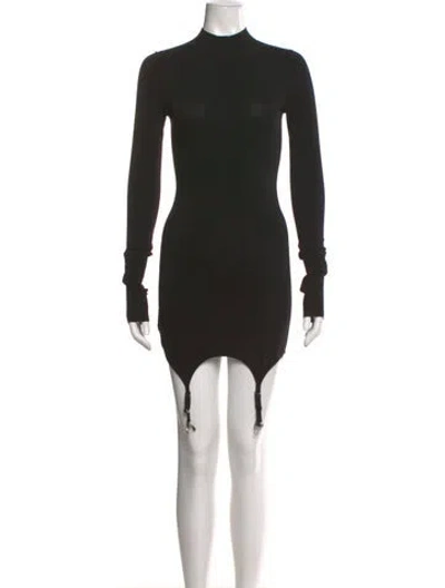 Pre-owned Dion Lee Mock Neck Mini Dress In Black