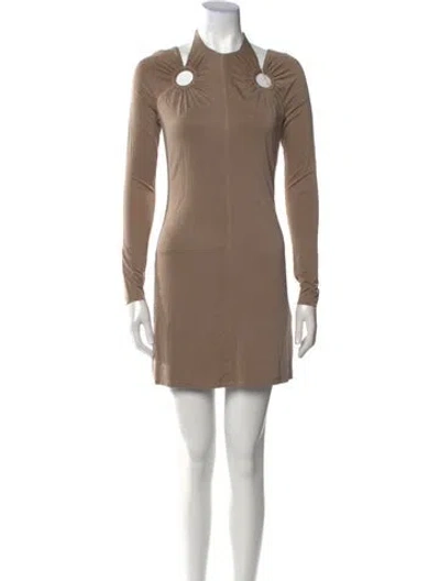 Pre-owned Dion Lee Mock Neck Mini Dress W/ Tags In Neutral