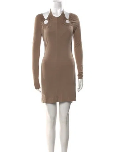 Pre-owned Dion Lee Mock Neck Mini Dress W/ Tags In Neutral