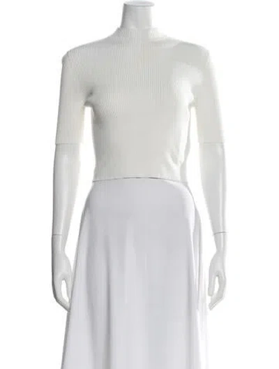 Pre-owned Dion Lee Mock Neck Short Sleeve Top In White
