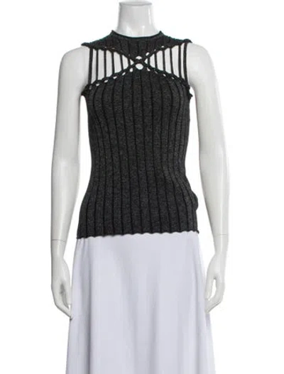 Pre-owned Dion Lee Mock Neck Sleeveless Top In Black