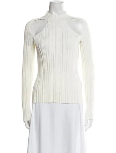 Pre-owned Dion Lee Mock Neck Sweater In White