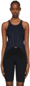 Dion Lee Ribbed Stretch Organic Cotton Corset Tank In Navy