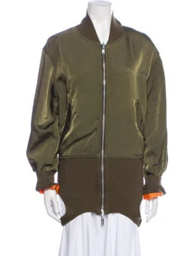 Pre-owned Dion Lee Nylon Colorblock Pattern Bomber Jacket W/ Tags In Green