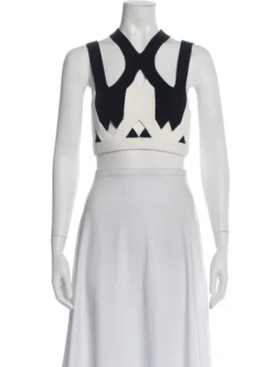 Pre-owned Dion Lee Nylon Colorblock Pattern Crop Top W/ Tags In White
